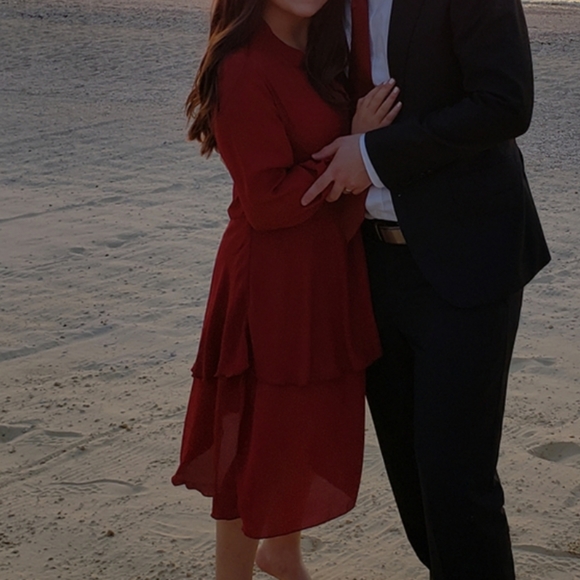 Vintage style boho ruffle knee length midi dress - Picture 8 of 8